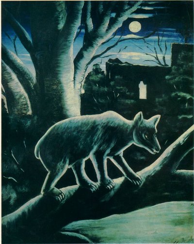 Un renard dans une nuit de lune - Niko Pirosmani